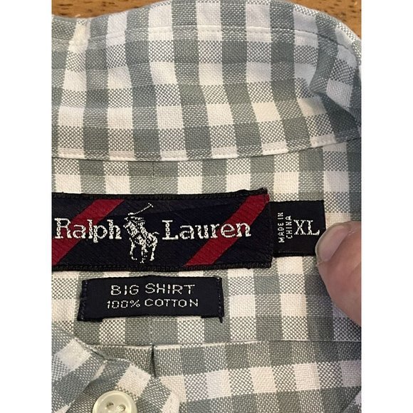 Ralph Lauren Green‎ And White Gingham Check Large Big Shirt Button Down Shirt - Picture 6 of 7